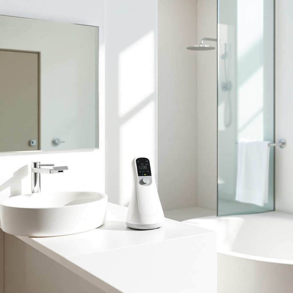 Dispositivo medico per idrocolonterapia domestica su un bagno moderno